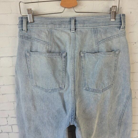 IRO Girvan Pleated Barrel Jeans Size 40 / US 8 / UK 12 Light Blue Wash Denim - Picture 6 of 11